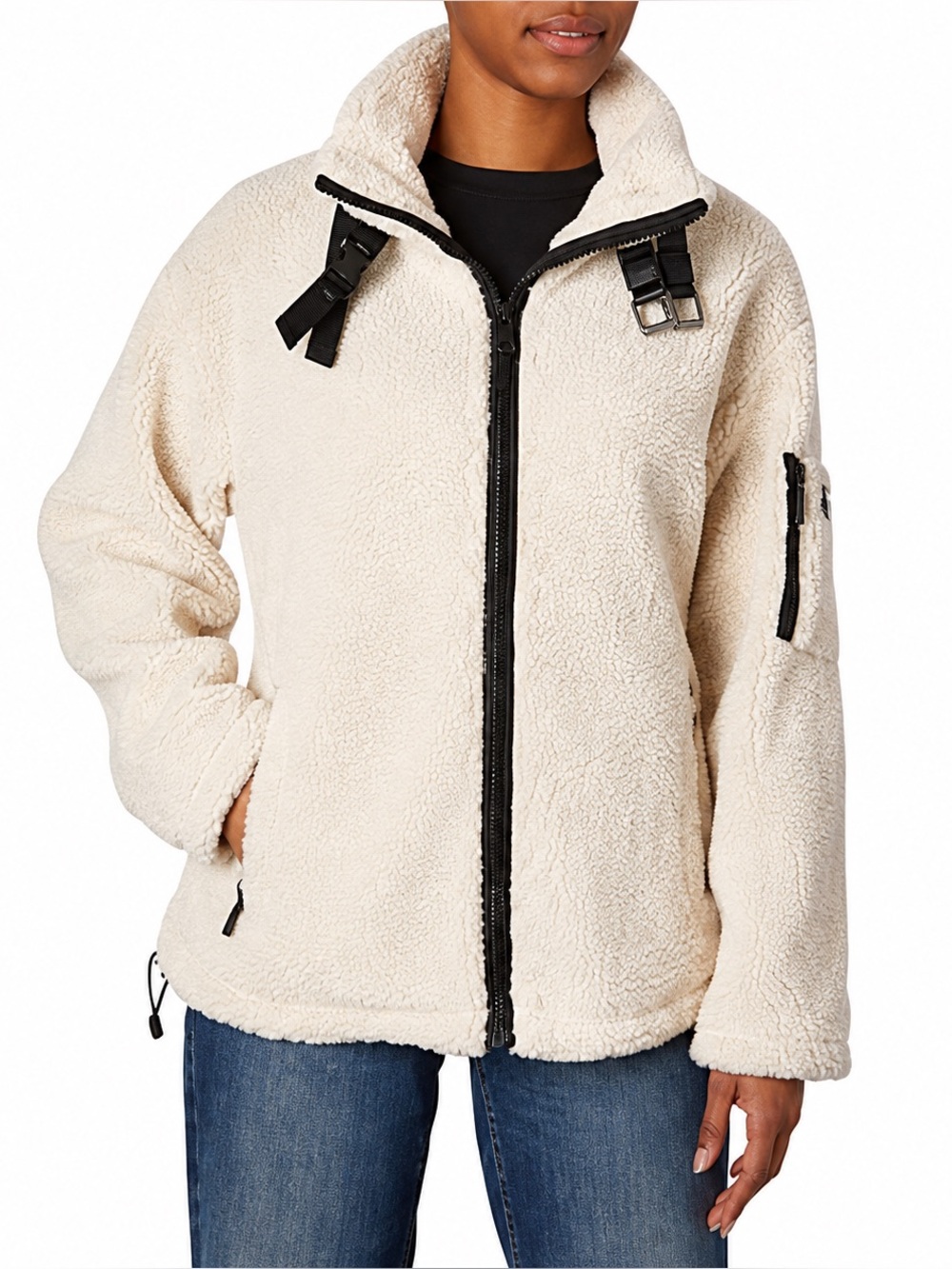 Nicole Miller New York Bouclé Teddy Jacket Cream NWT $95